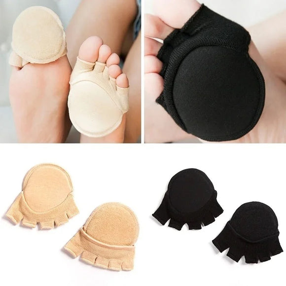 Voorvoet kussen pads - spons voorvoet - open tenensok - zwarte inlegzool - one size